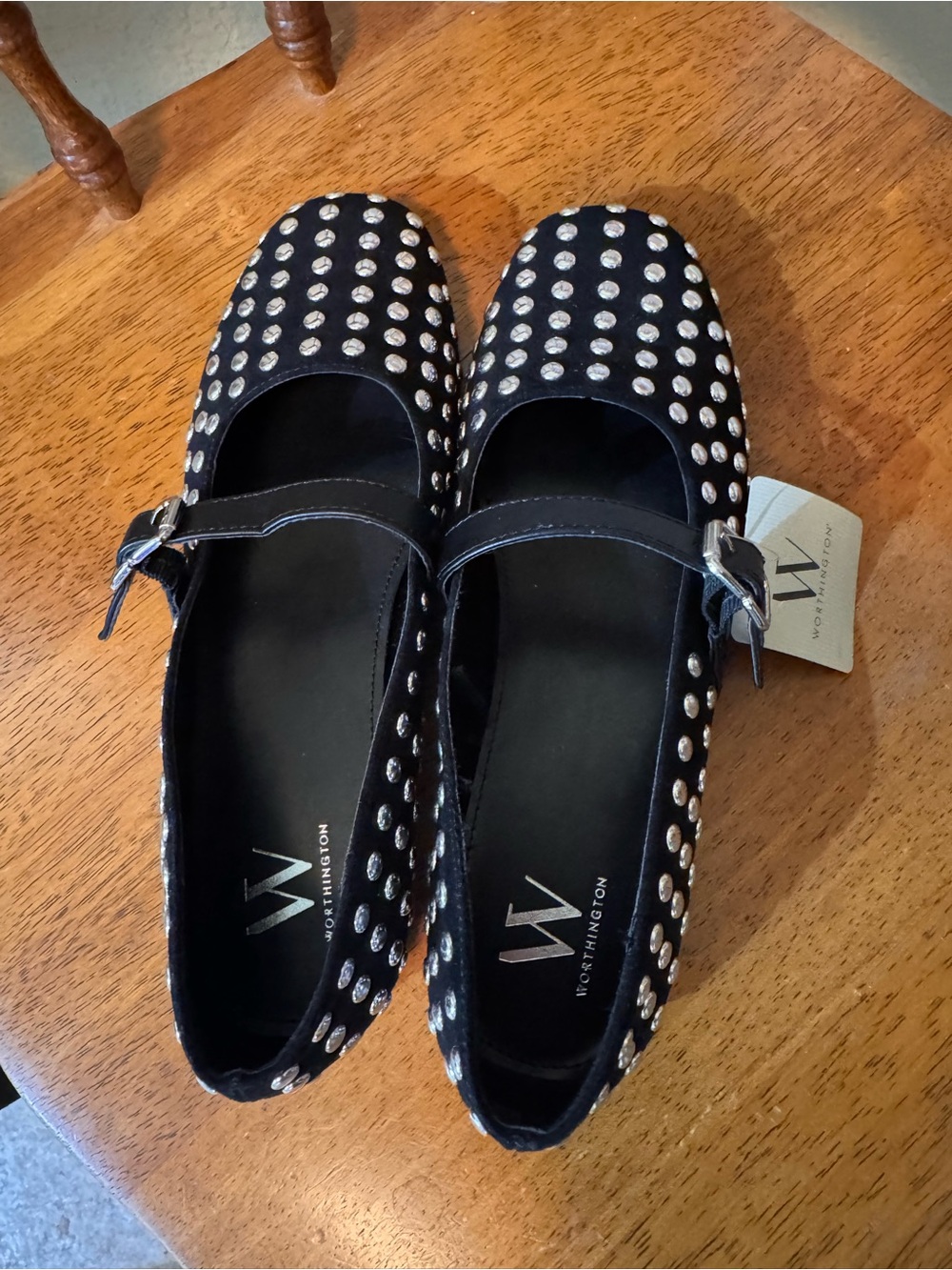 Worthington Black Studded Mary Jane Flats - Picture 3 of 4